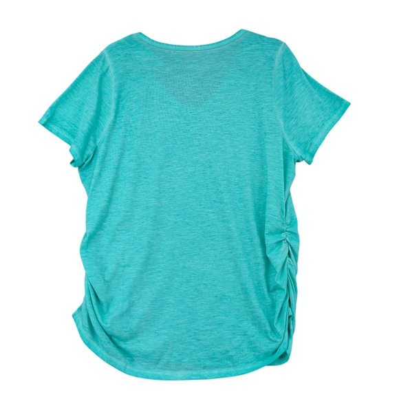 Lane Bryant Turquoise Blue V Neck Ruched Side Tee Shirt Women Plus Size 14 16 - Picture 2 of 8